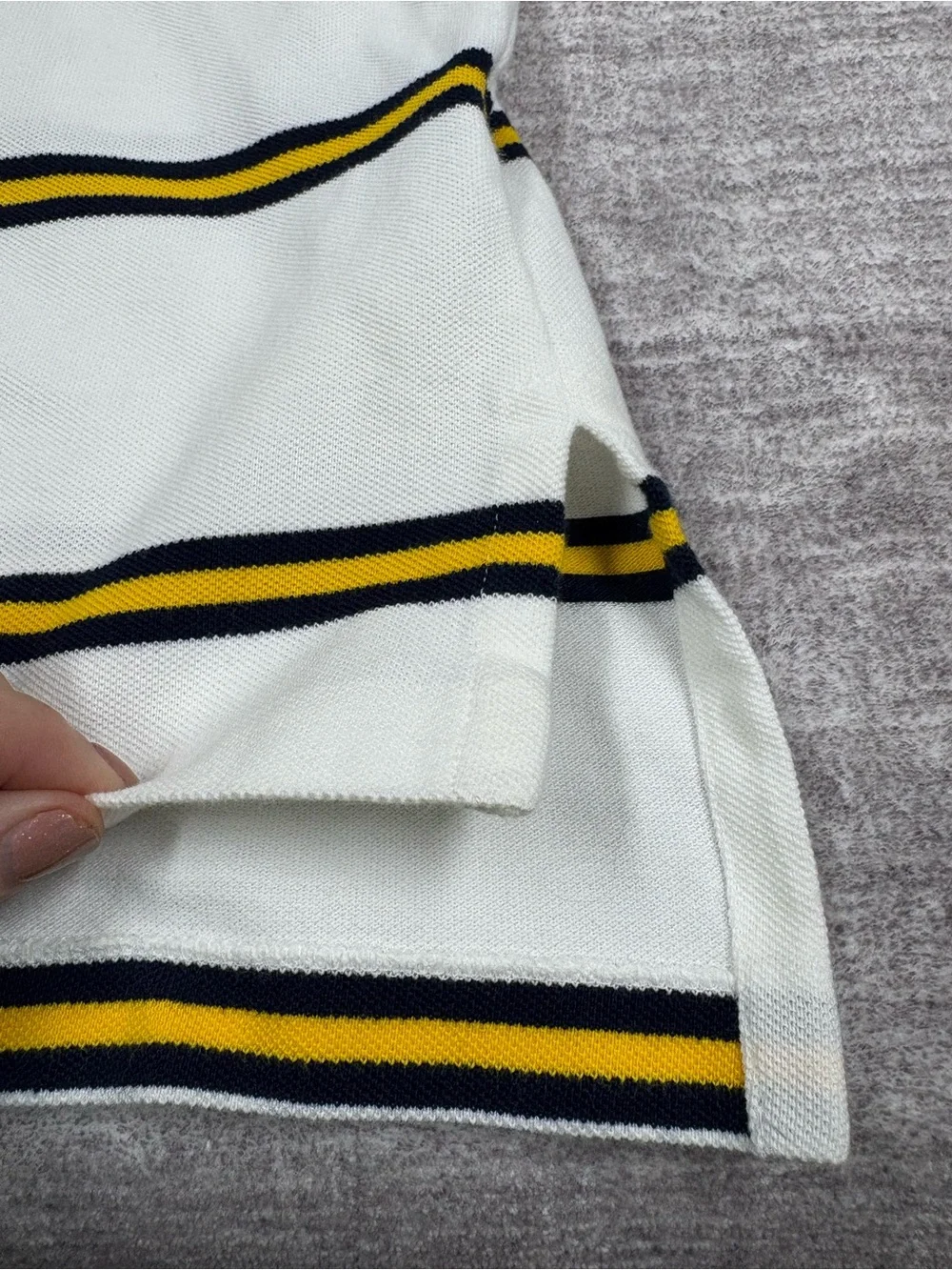 Ralph Lauren Mens Preppy Short Sleeve Polo Shirt Size XL White Striped Hi Lo